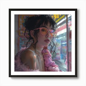 Asian Girl In Pink Art Print