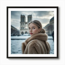 Portrait Of A Woman In Winter for Wall Decoration Art Print