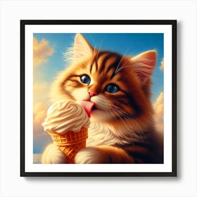 Ice Cream Cat Art Print