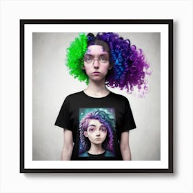 Girl With Purple Hair Art Print