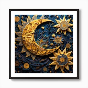 Moon And Stars 3 Art Print