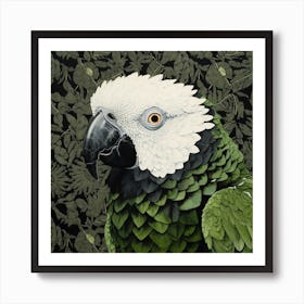 Ohara Koson Inspired Bird Painting Macaw 4 Square Art Print