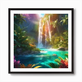 Waterfall In The Jungle 24 Art Print