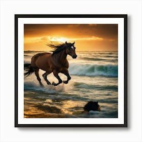 Horse On The Beach Art Print