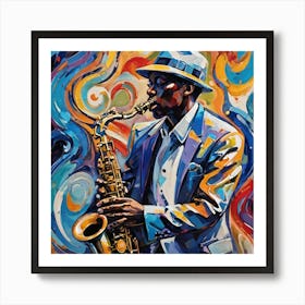 Jazz Musician Playing Saxophone Art Print