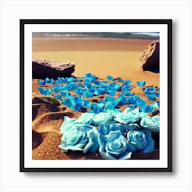 Blue Roses On The Beach Art Print