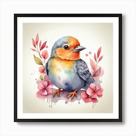 Watercolor Bird Art Print