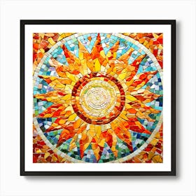 Mosaic Sun A Sun Created From A Mosaic Of Small Tiles 21 Art Print