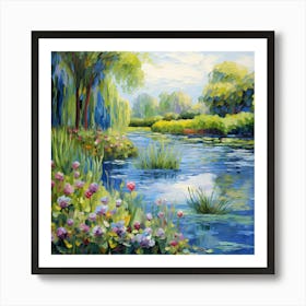 Soothing Strokes: Monet's Riverside Elegance Art Print