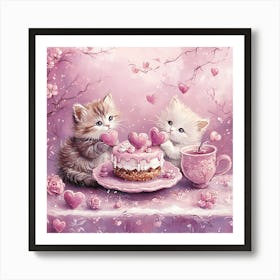 Valentine Kittens 2 Art Print
