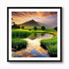 Sunset Over A Lake 7 Art Print