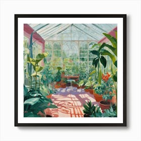 Botanical Greenhouse Series in Style of David Hockney 2 Art Print