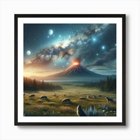 Wolf Galaxy Volcano 7 Art Print