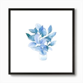 Watercolor Blue Floral 11 Art Print