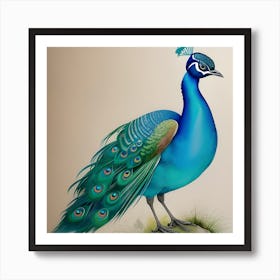 Peacock Painting Art Print