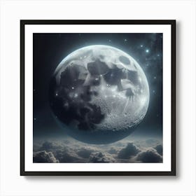 Full Moon In Space Art Print