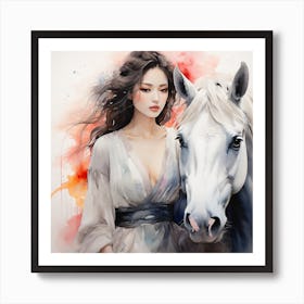 Chinese Woman And Horse Art Print