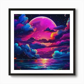 Moon And Clouds Art Print