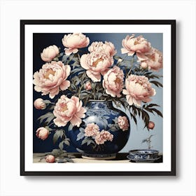 Peonies In A Vase 2 Art Print