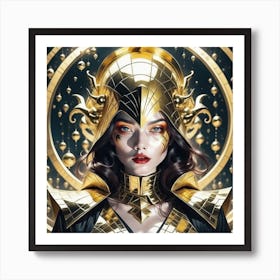 An Ancient beautiful Lady with Gold Helmet Art Print