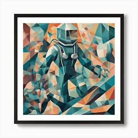 Deep Sea Diver Cubism Style Art Print