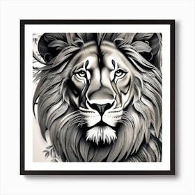 Lion Tattoo 1 Art Print