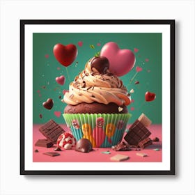 Create graphic design love cupcake illustration design Art Print