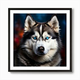 Watercolor Siberian Husky Studio Photography Complex Details High Detail Art Print