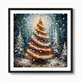 Frost-kissed Evergreen Elegance Art Print