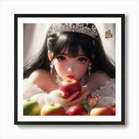 Anime Girl With Apple Art Print