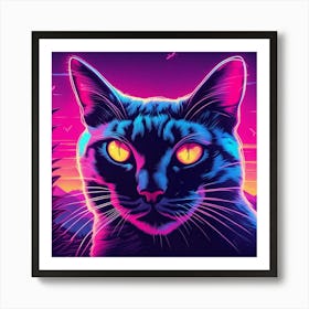 Cat With Glowing Eyes Art Print