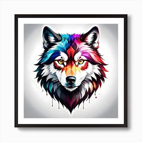 Colorful Wolf Head 3 Art Print