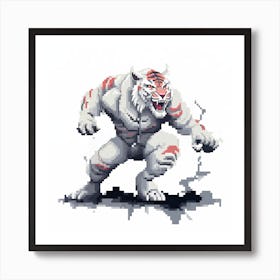 Pixel Art - White Tiger Fighter #1 Art Print