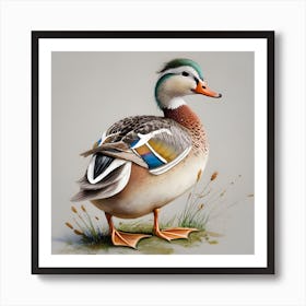 Mallard Duck, Realistic duck wall art print, Detailed waterfowl artwork for walls, Majestic duck painting on canvas, Duck pond wall decor, Duckling family wall art, Vibrant duck feathers in art print, Duck hunting scene wall print, Peaceful duck in nature art, Waterfowl lovers' wall decor, Duck art for lake house, Art Print