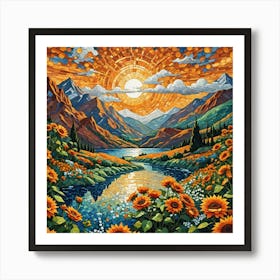 Sunflowers In The Mountains 2 Art Print