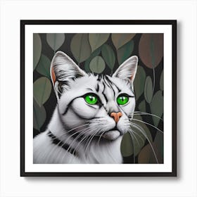 Cat With Green Eyes Art Print