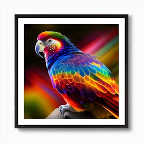 A Colorful Glow Photoreal Paint Of A Rainbow Lorikeet Art Print