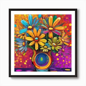 A Daisy Flowers Vase Art 1 Art Print