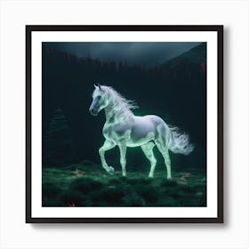 White Dream Horse Art Print