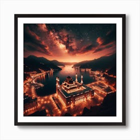 Muslim Mosque At Night Art Print