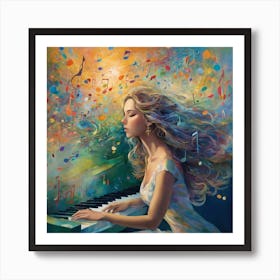 Girl Playing The Piano 1 Art Print