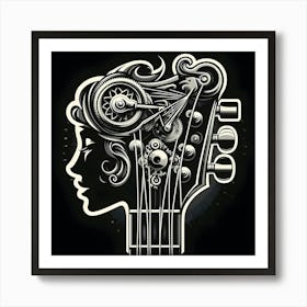 Portrait Of A Woman With A Guitar Art Print