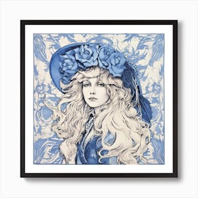 Stevie Nicks Delft Tile Illustration 2 Art Print