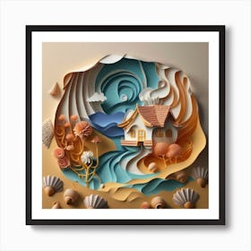 Nice Landscape In Paper Art Work 11 Art Print