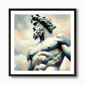 Pastell Color Brush Painting Statue Of Zeus At Olympia 2 Art Print