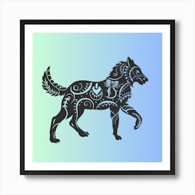 Zodiac Wolf 1 Art Print