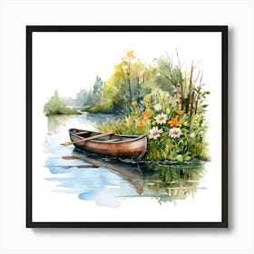 Canoe On The River Art Print