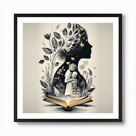 Abstract Woman Holding A Book Art Print