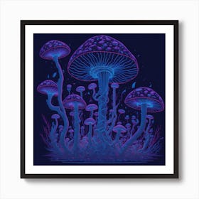 Neon Mushrooms (1) 1 Art Print
