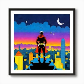 Superman At Night Art Print